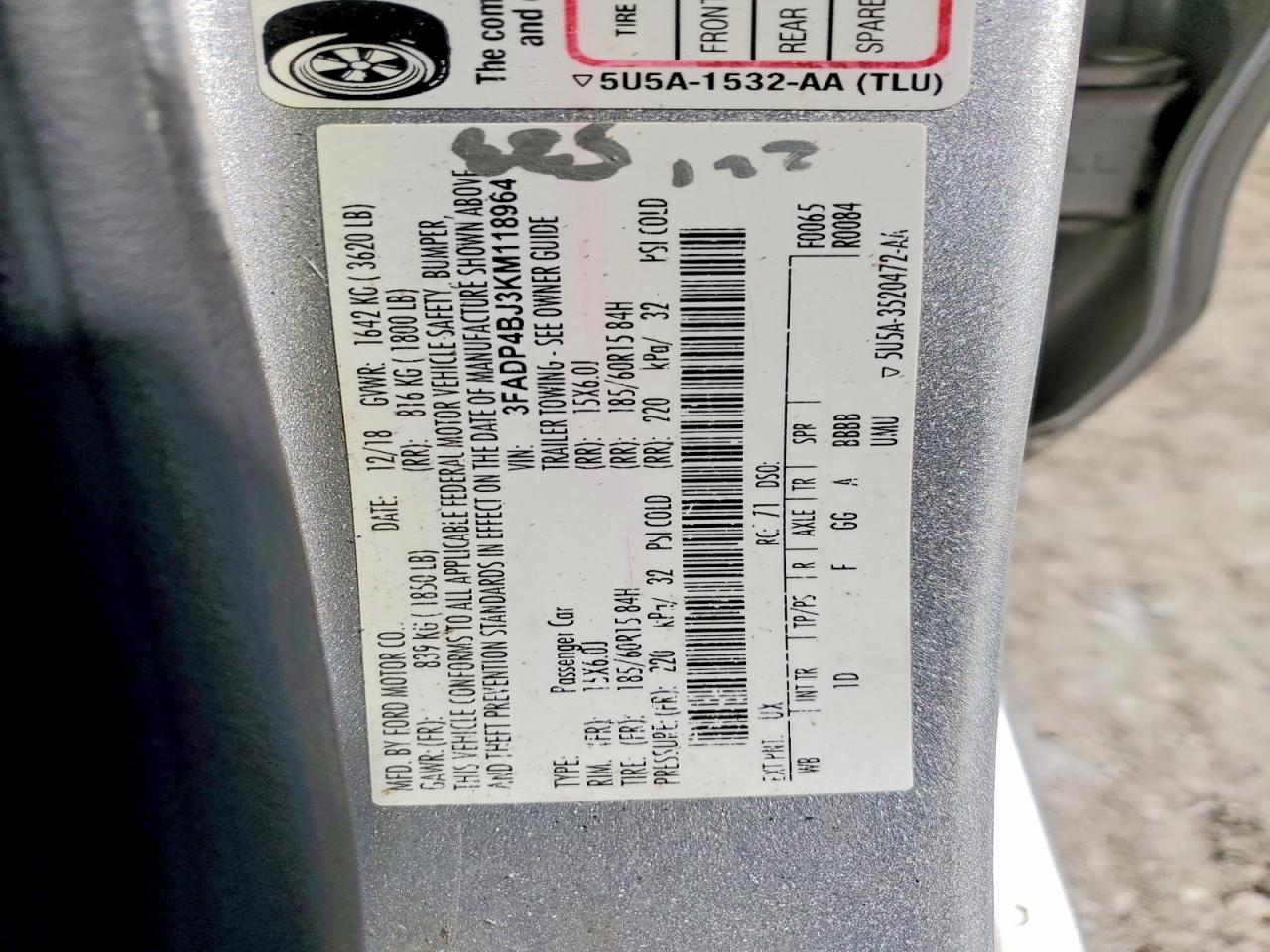2019 FORD FIESTA SE photo 12