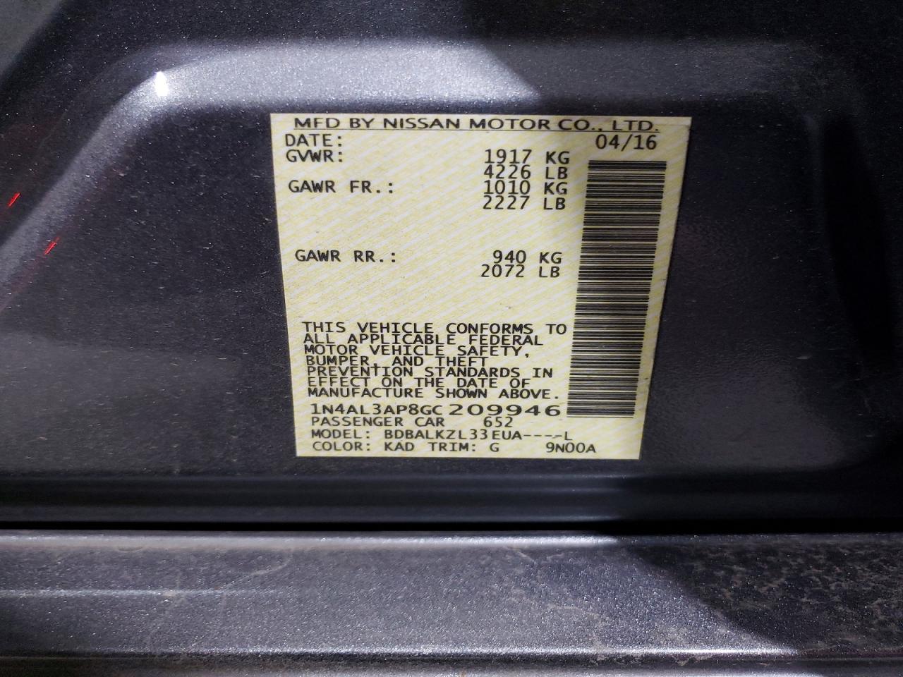 2016 NISSAN ALTIMA 2.5 photo 34
