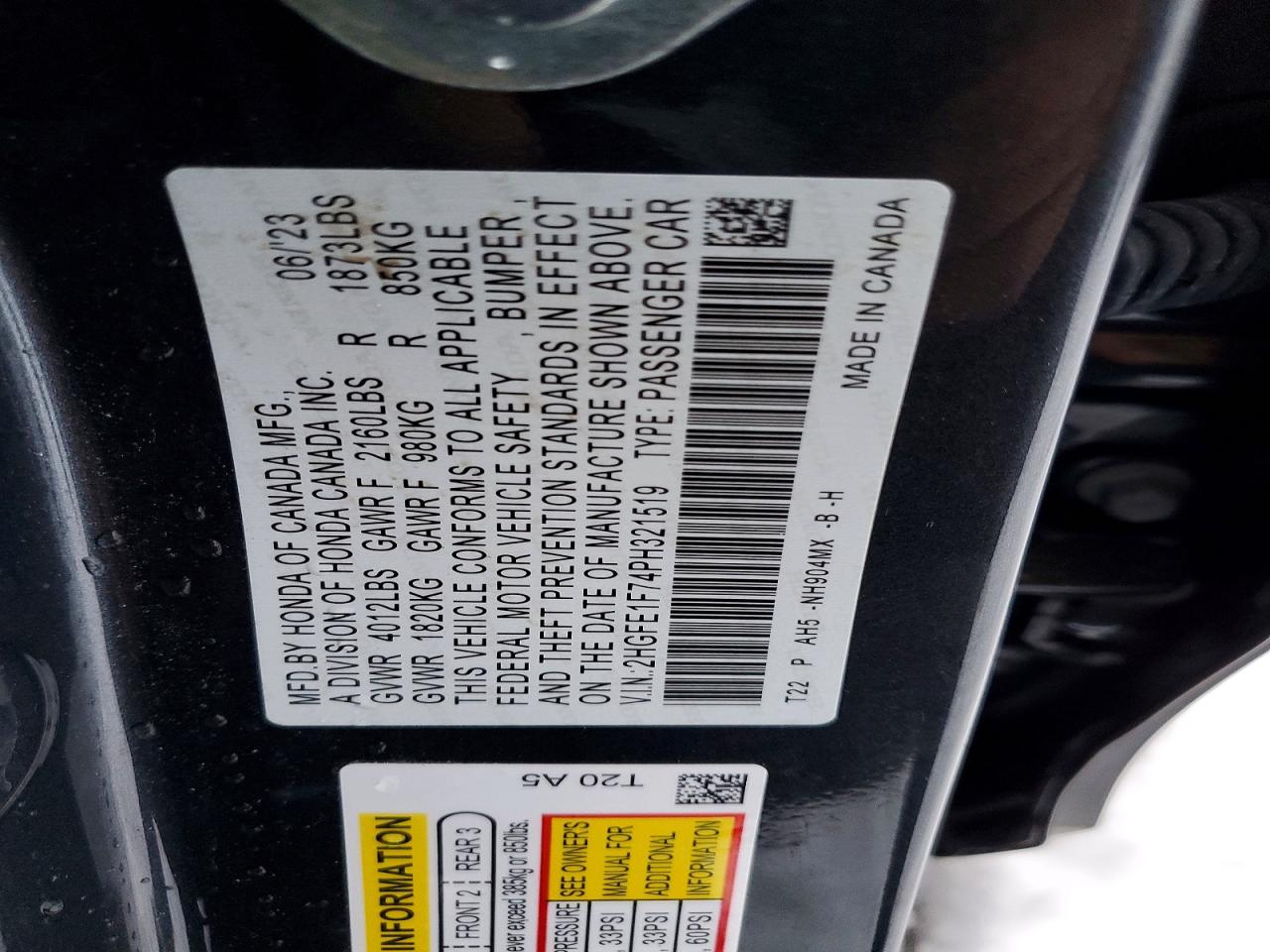 2023 HONDA CIVIC EX photo 23