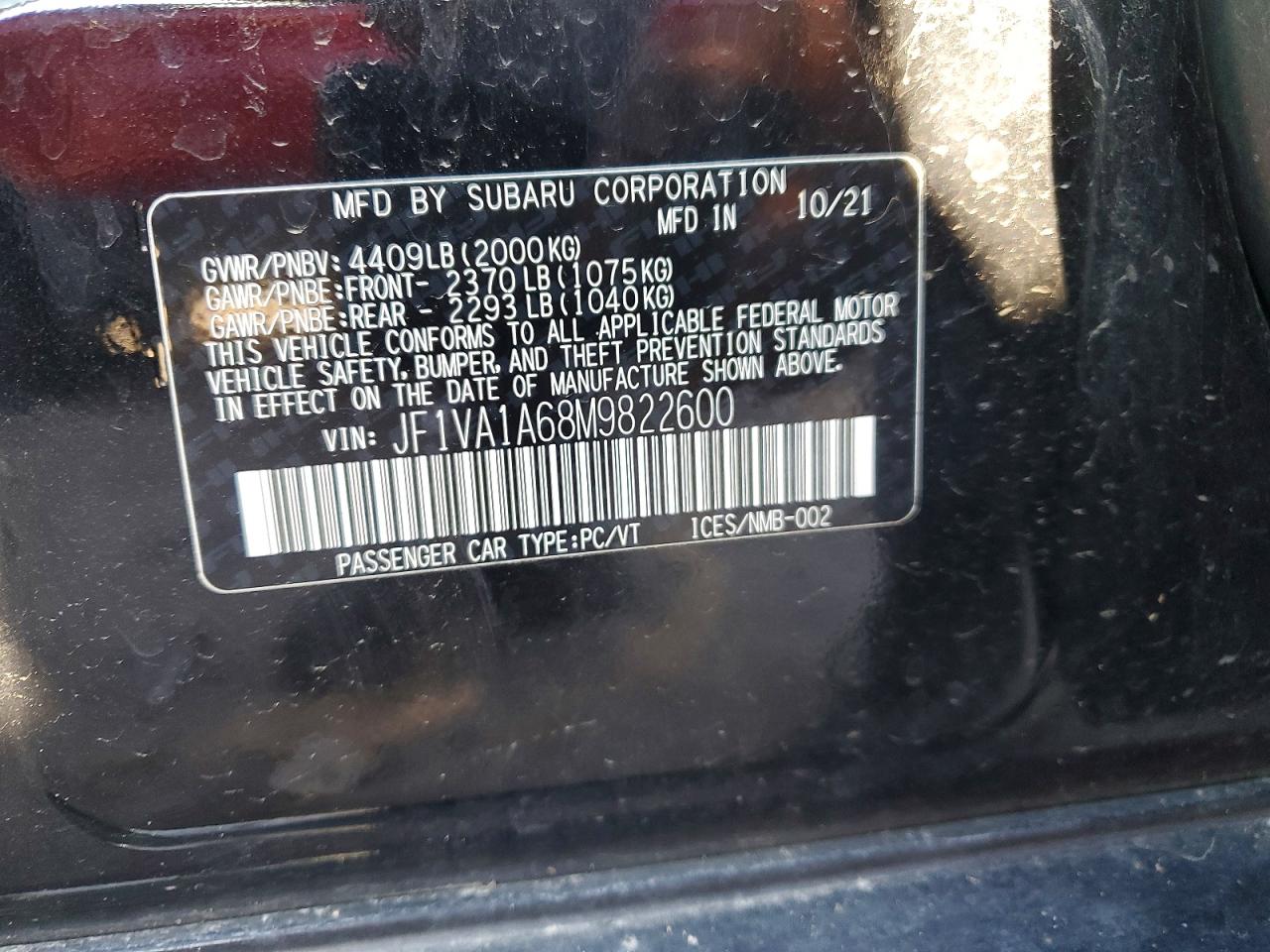 2021 SUBARU WRX photo 23