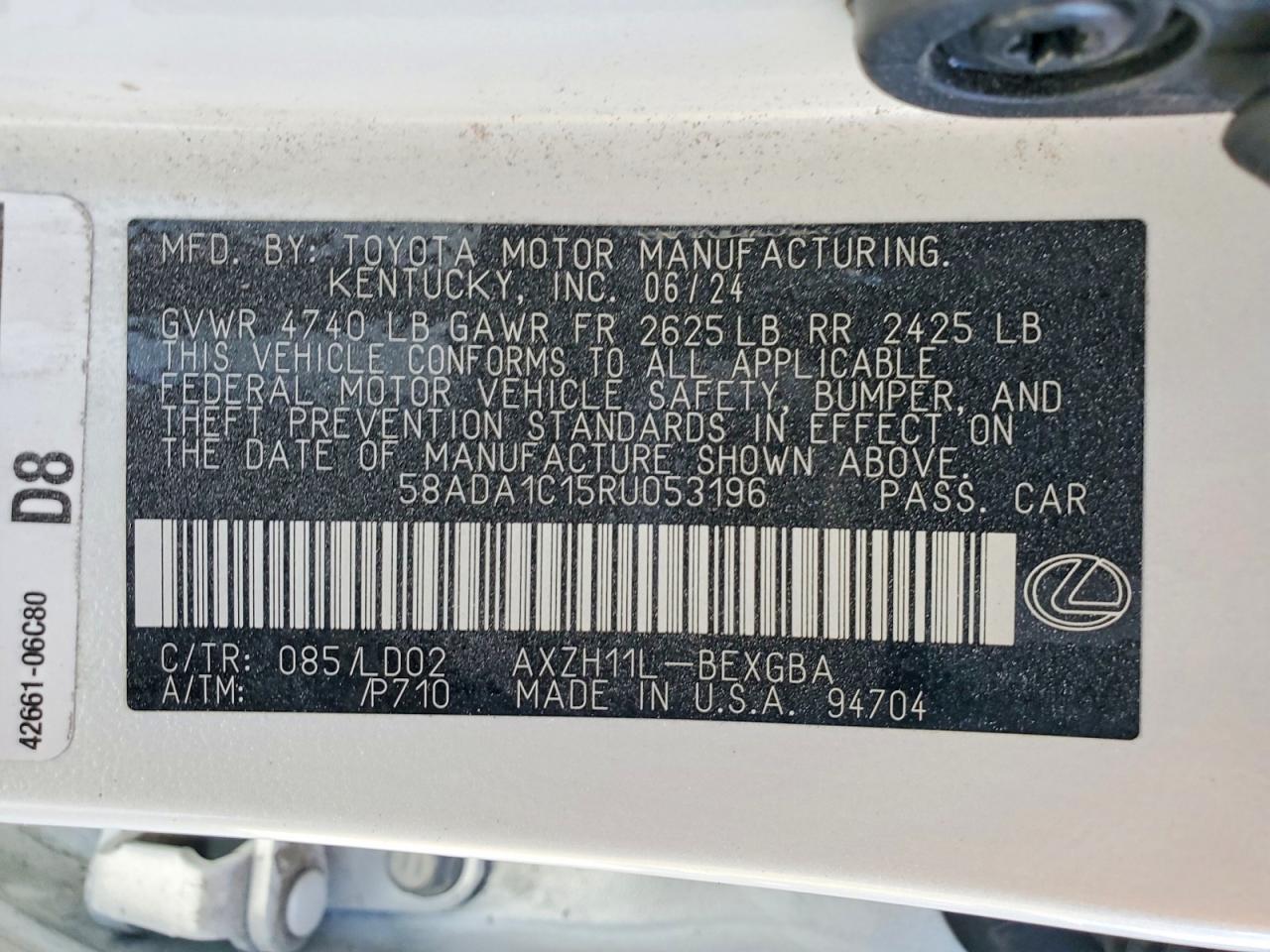 2024 LEXUS ES 300H BASE photo 13