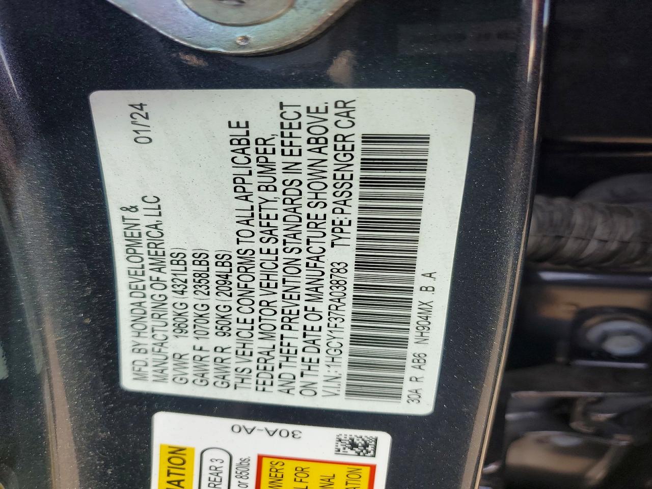2024 HONDA ACCORD EX photo 37