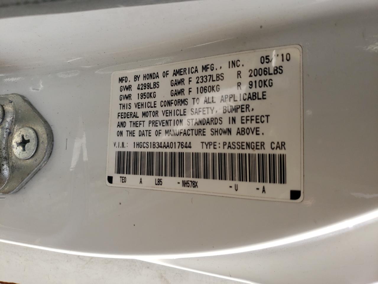 2010 HONDA ACCORD photo 23