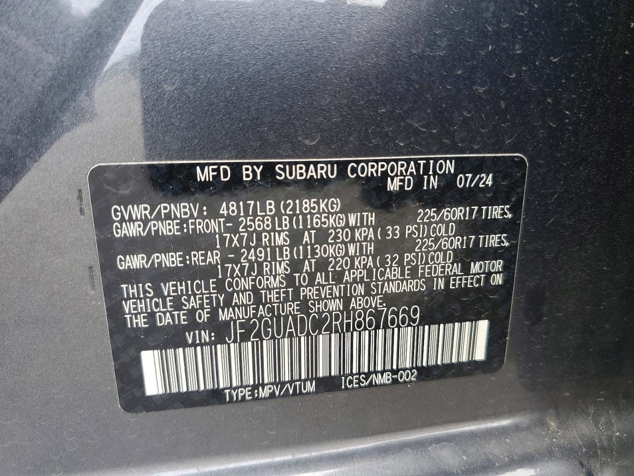 2024 SUBARU CROSSTREK PREMIUM photo 27