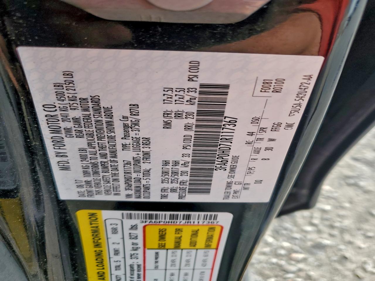 2018 FORD FUSION SE photo 23