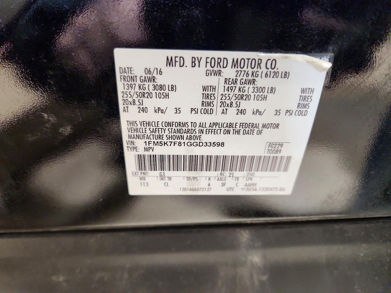 2016 FORD EXPLORER LIMITED photo 40