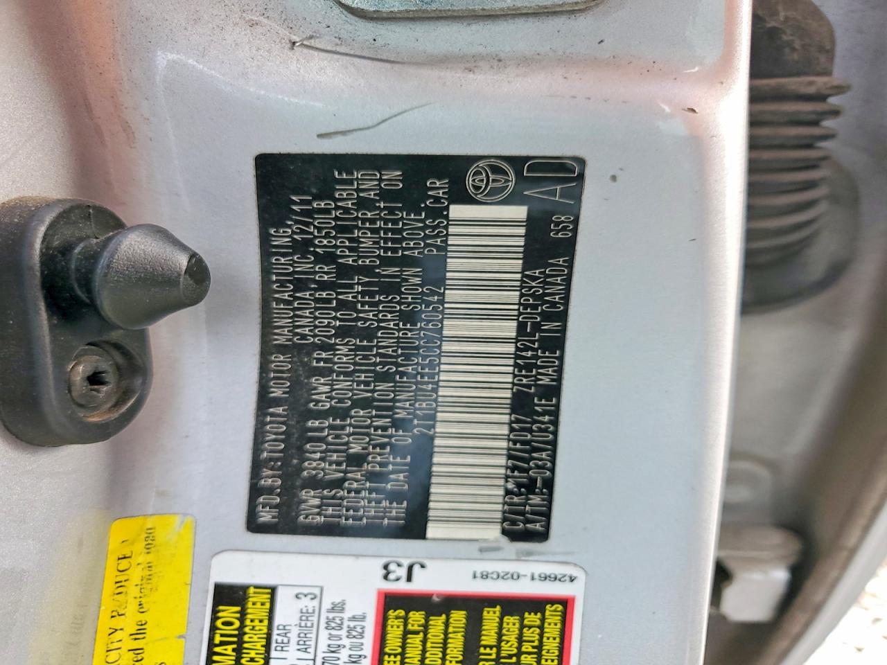 2012 TOYOTA COROLLA S photo 12