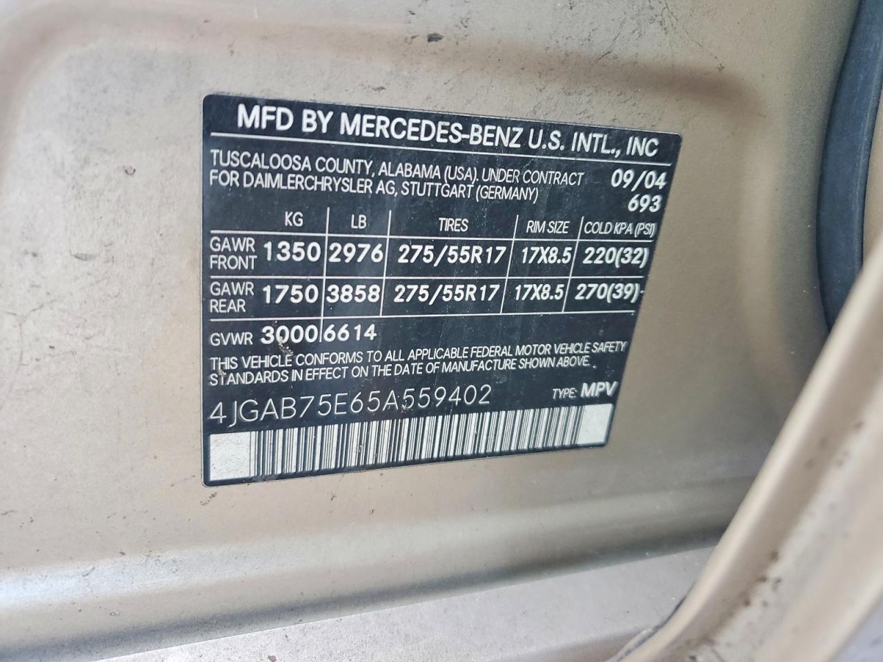 2005 MERCEDES-BENZ ML 500 photo 37