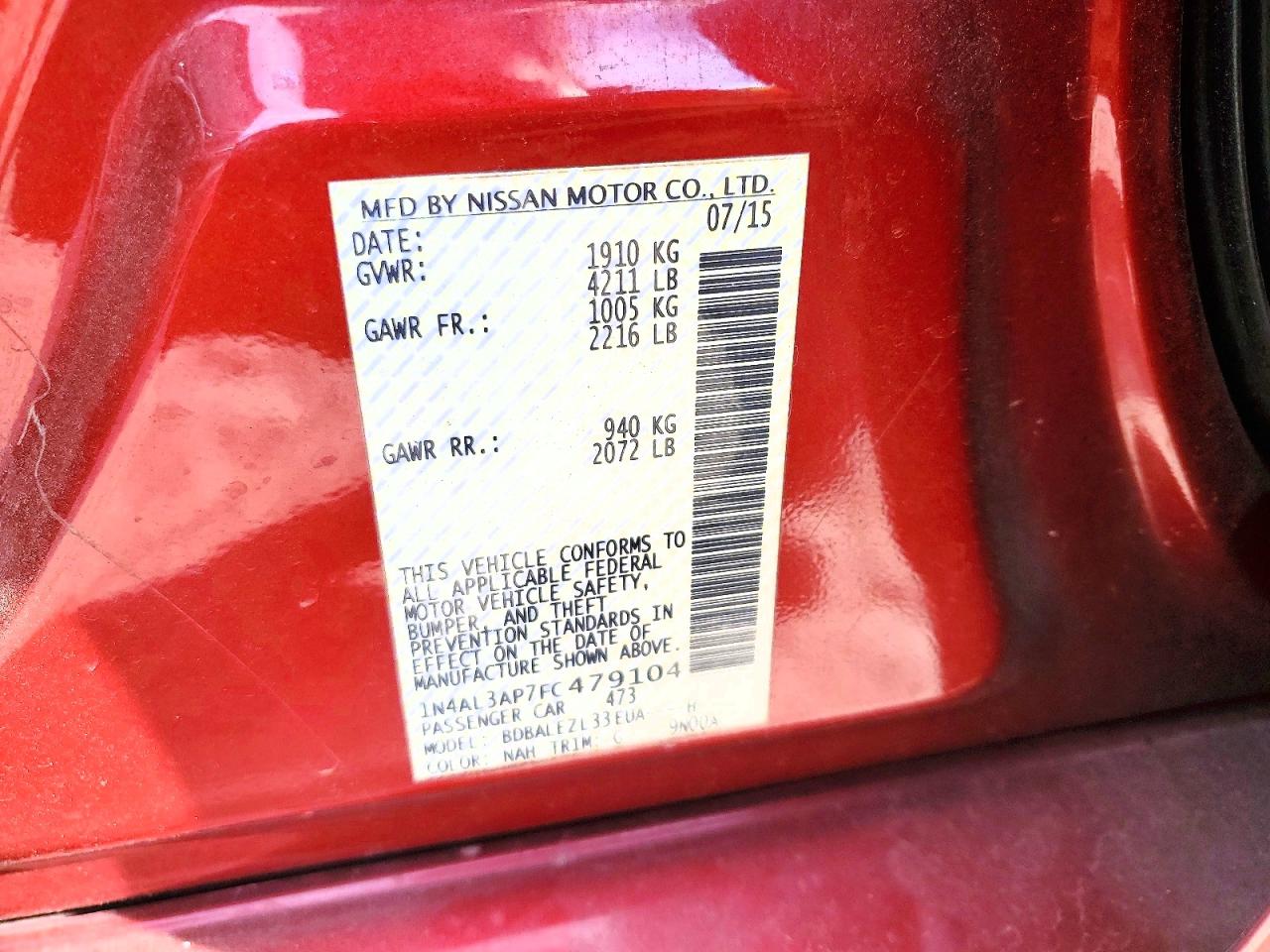 2015 NISSAN ALTIMA 2.5 photo 23