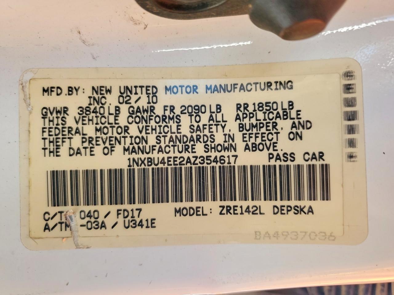 2010 TOYOTA COROLLA BASE photo 34
