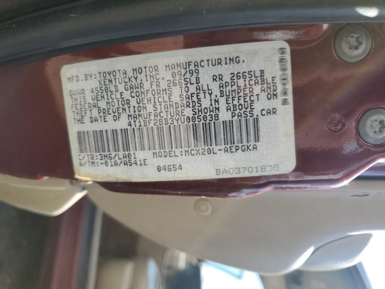 2000 TOYOTA AVALON XL photo 23