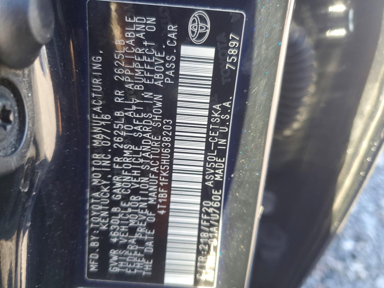 2017 TOYOTA CAMRY SE photo 12