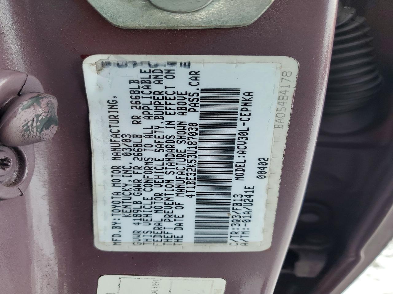2003 TOYOTA CAMRY LE photo 34