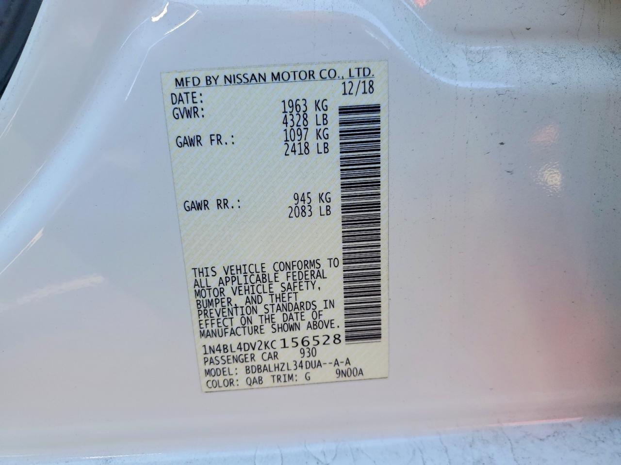 2019 NISSAN ALTIMA SV photo 23