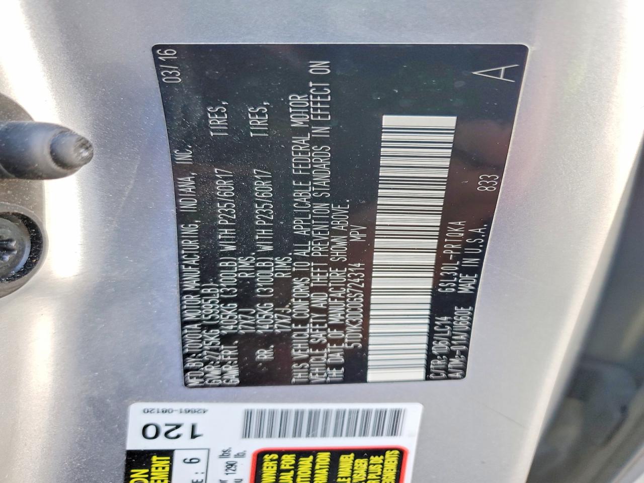 2016 TOYOTA SIENNA XLE 8-PASSENGER photo 13