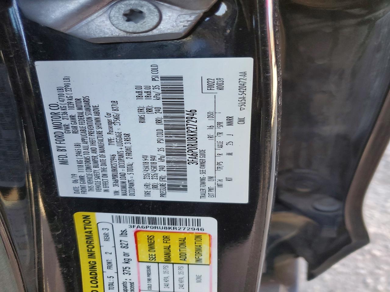 2019 FORD FUSION TITANIUM photo 23