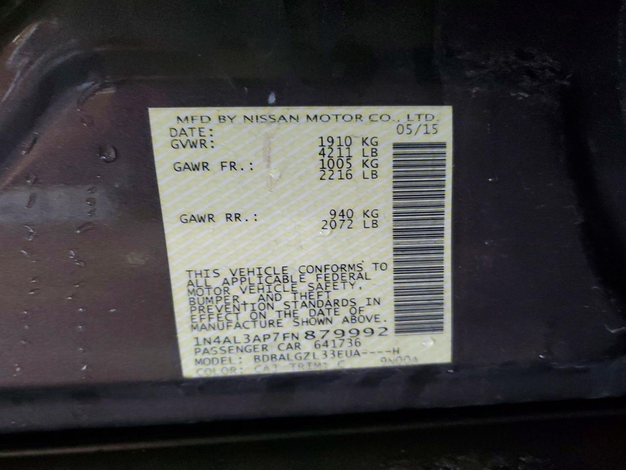 2015 NISSAN ALTIMA 2.5 S photo 23