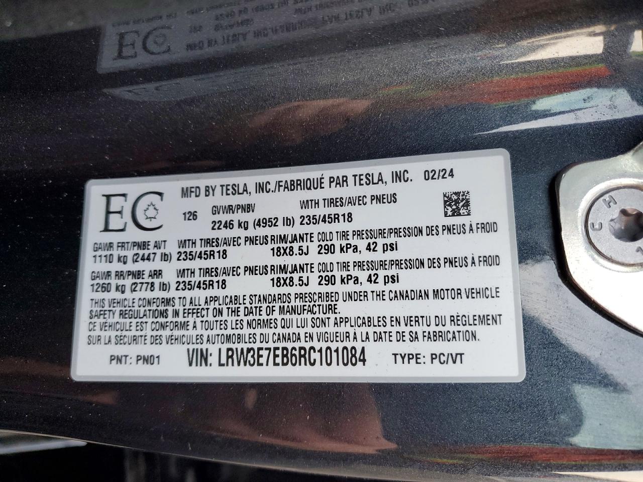 2024 TESLA MODEL 3 photo 12