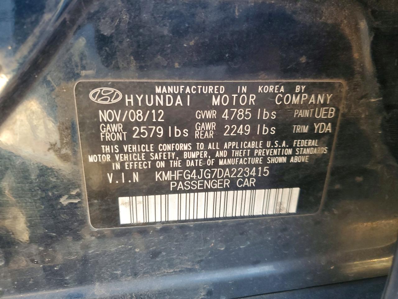 2013 HYUNDAI AZERA photo 23