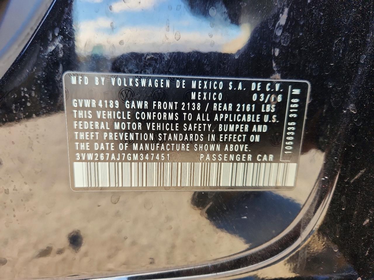 2016 VOLKSWAGEN JETTA S photo 12