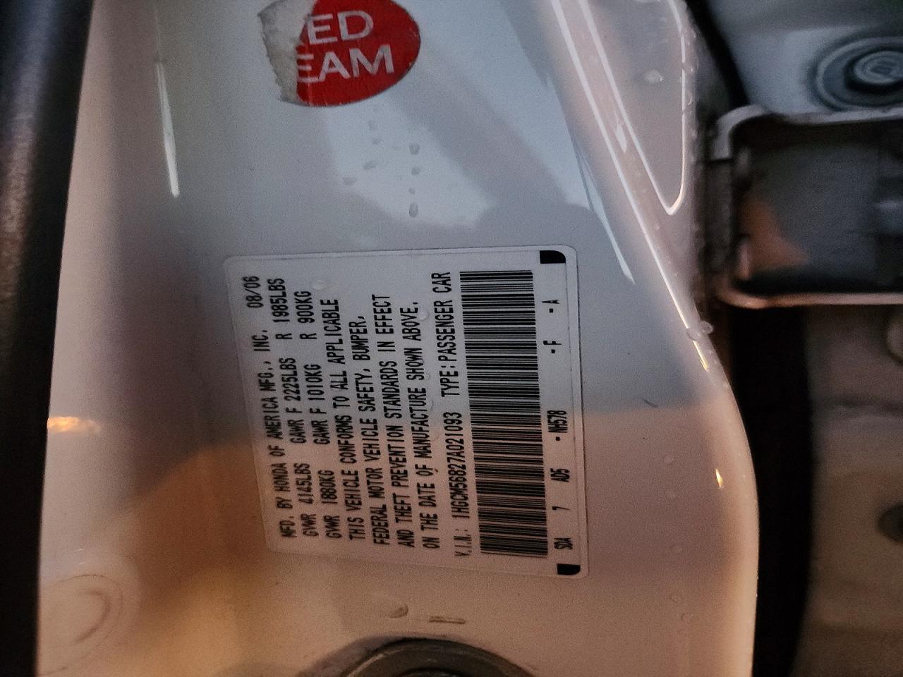 2007 HONDA ACCORD EX photo 25