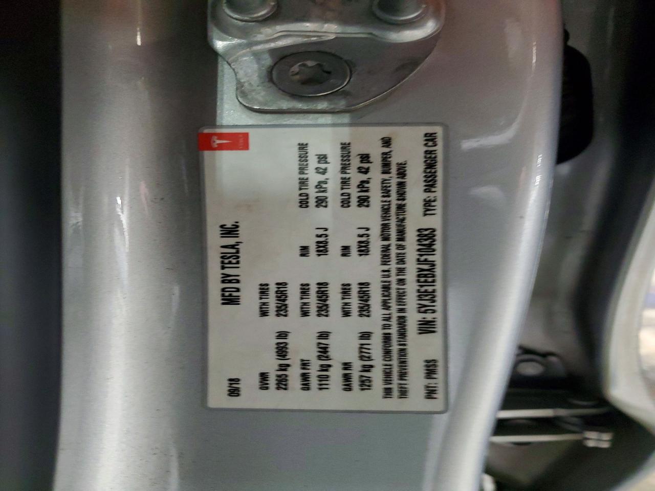 2018 TESLA MODEL 3 photo 12