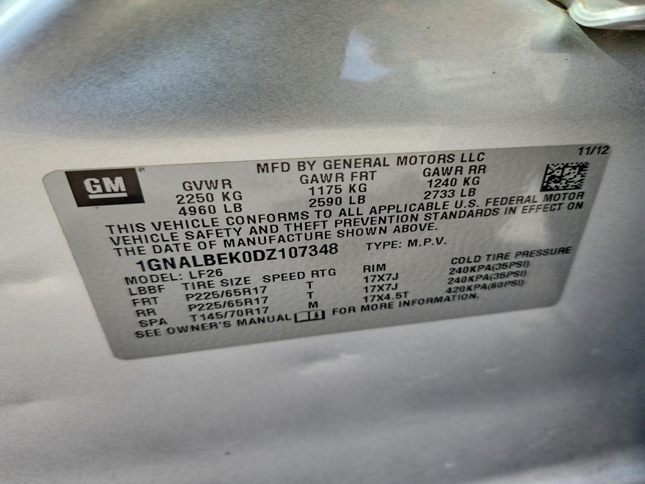 2013 CHEVROLET EQUINOX LS photo 13
