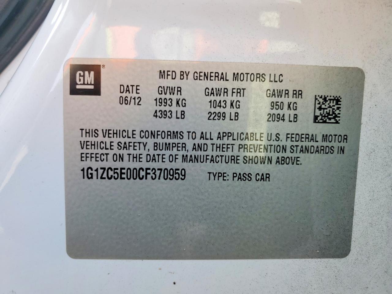 2012 CHEVROLET MALIBU 1LT photo 23