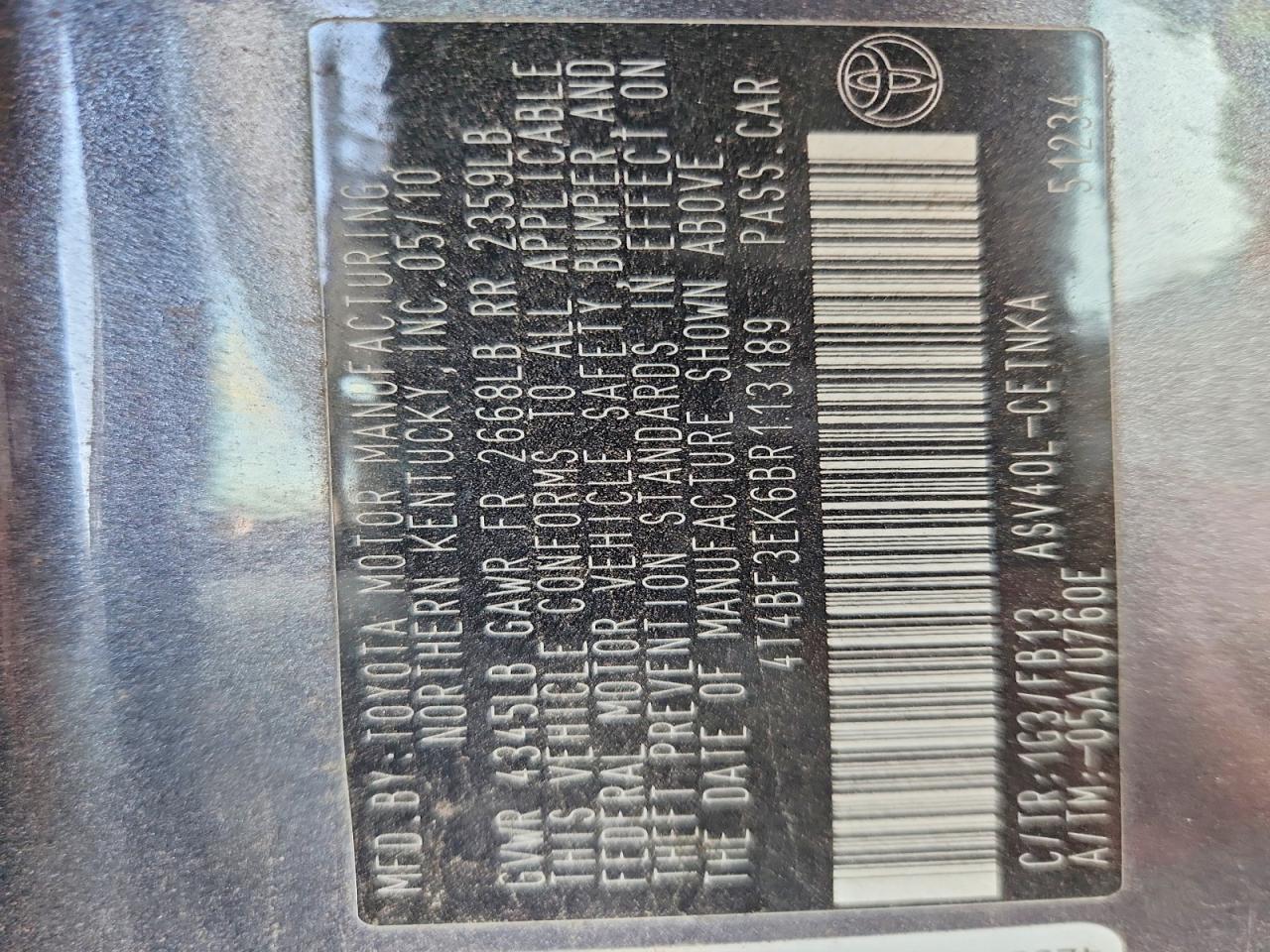 2011 TOYOTA CAMRY BASE photo 23