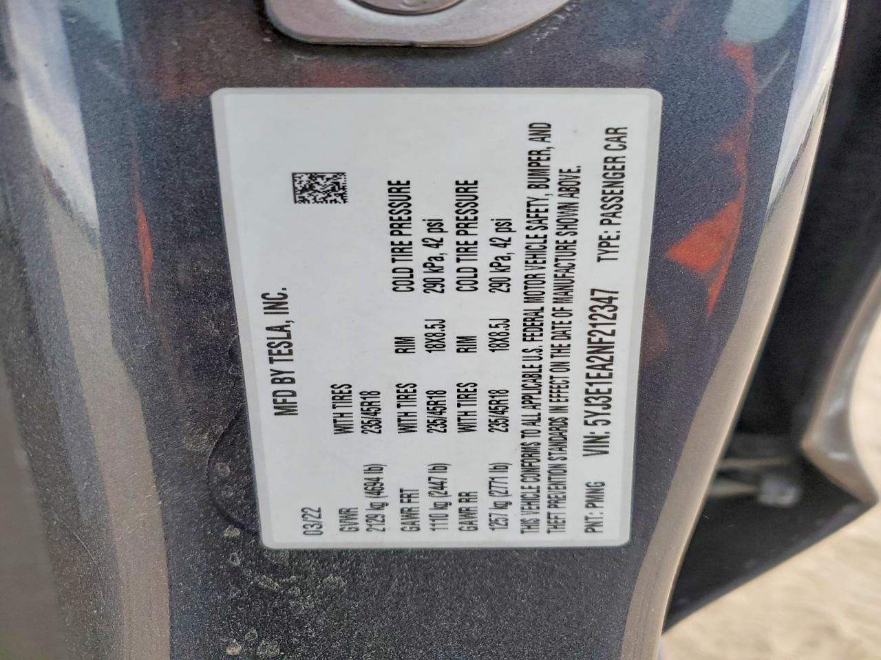 2022 TESLA MODEL 3 photo 25