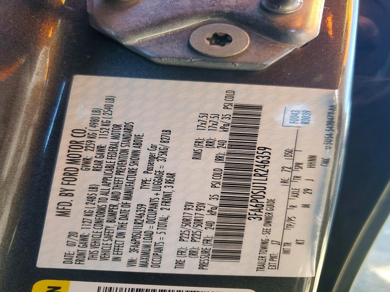 2020 FORD FUSION TITANIUM photo 25