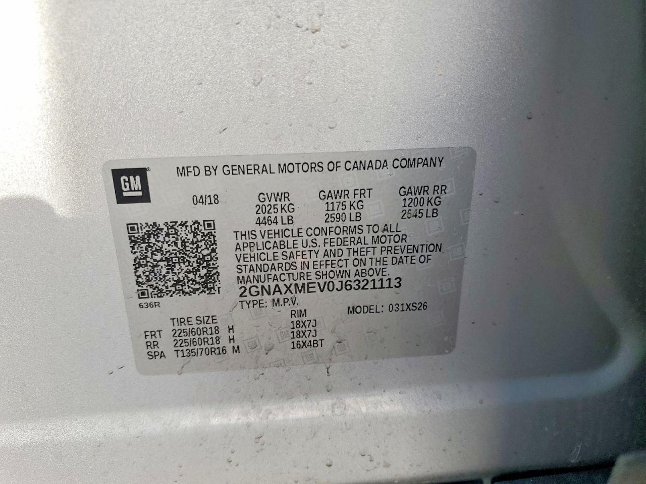 2018 CHEVROLET EQUINOX PREMIER photo 14
