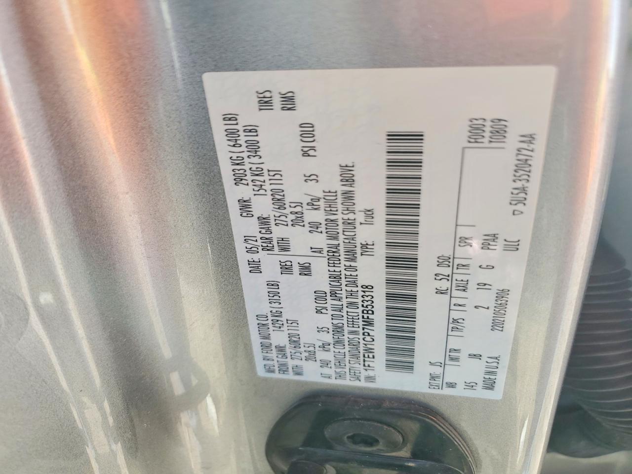 2021 FORD F150 SUPERCREW photo 12