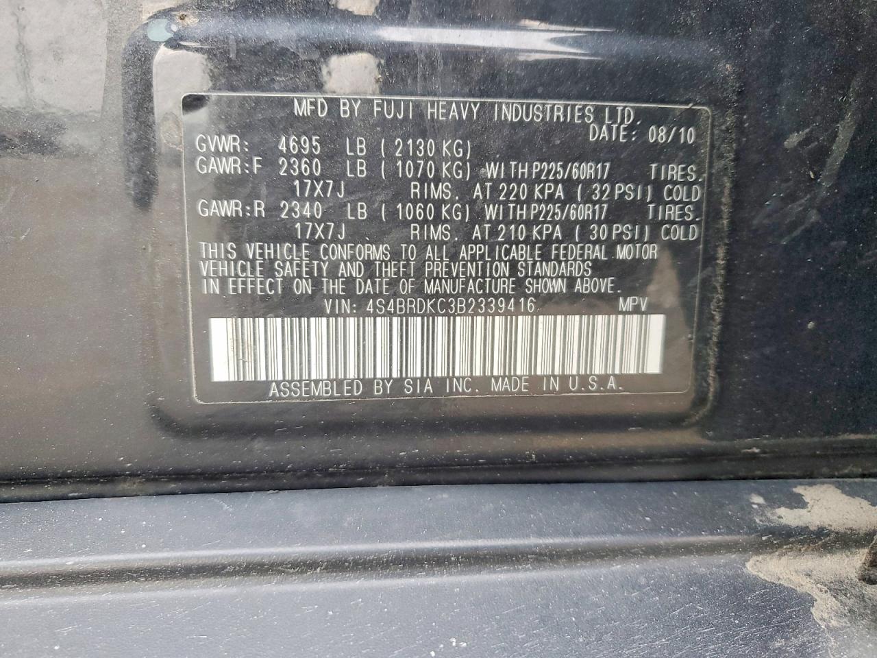 2011 SUBARU OUTBACK 3.6R LIMITED photo 25