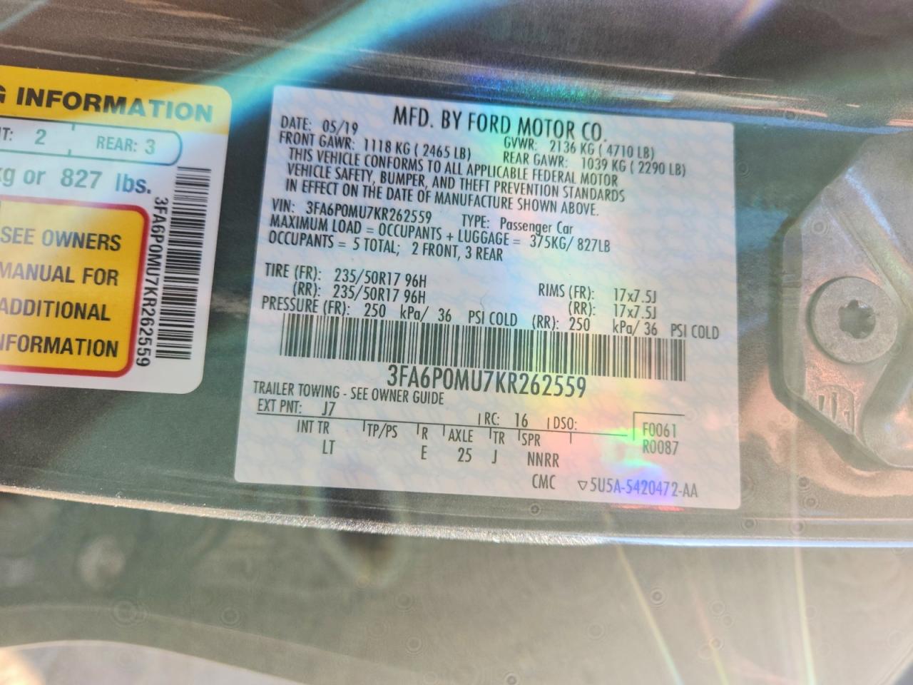 2019 FORD FUSION SEL photo 23