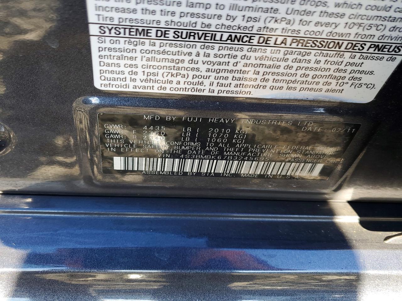 2011 SUBARU LEGACY 2.5I LIMITED photo 23