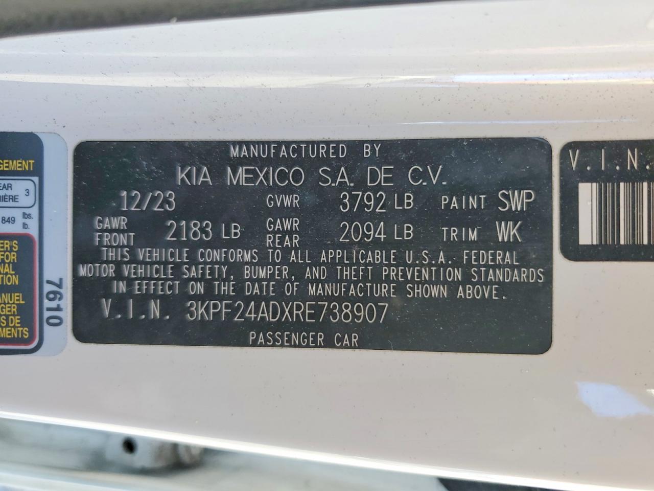 2024 KIA FORTE LXS photo 12