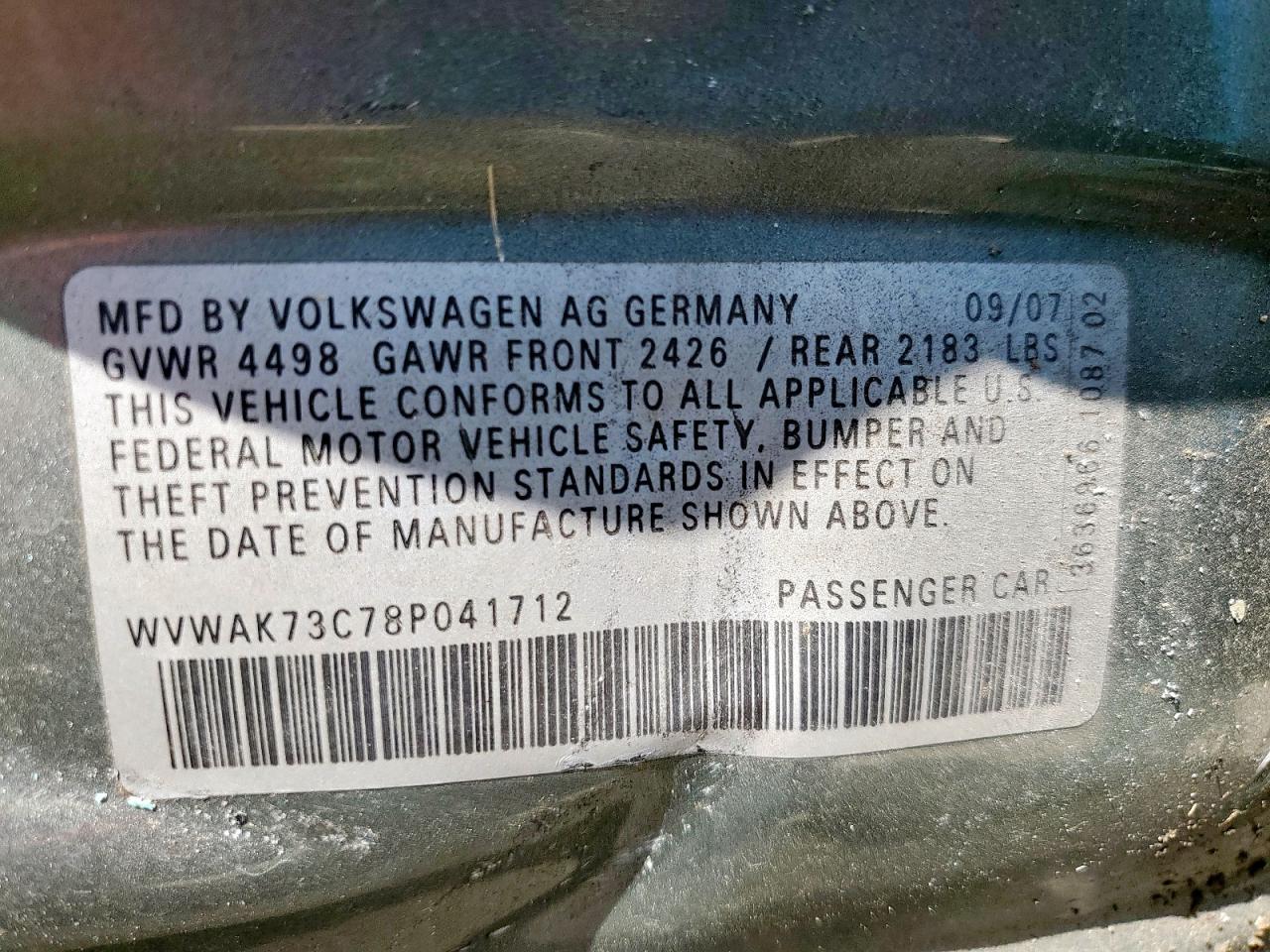 2008 VOLKSWAGEN PASSAT KOMFORT photo 12