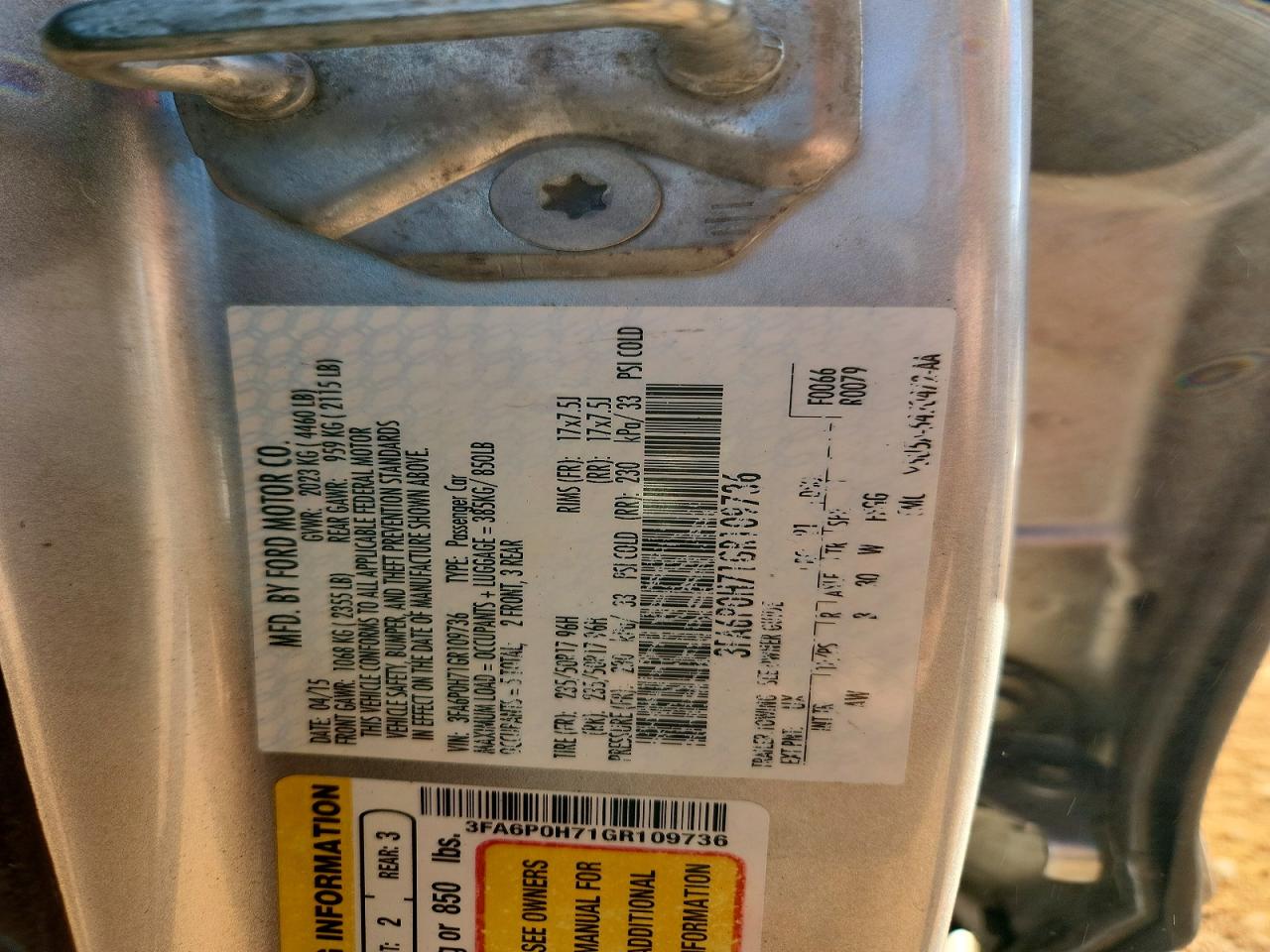 2016 FORD FUSION SE photo 25
