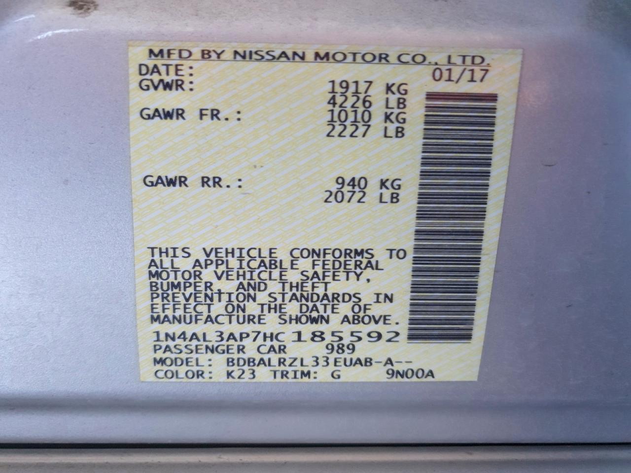2017 NISSAN ALTIMA 2.5 SL photo 23