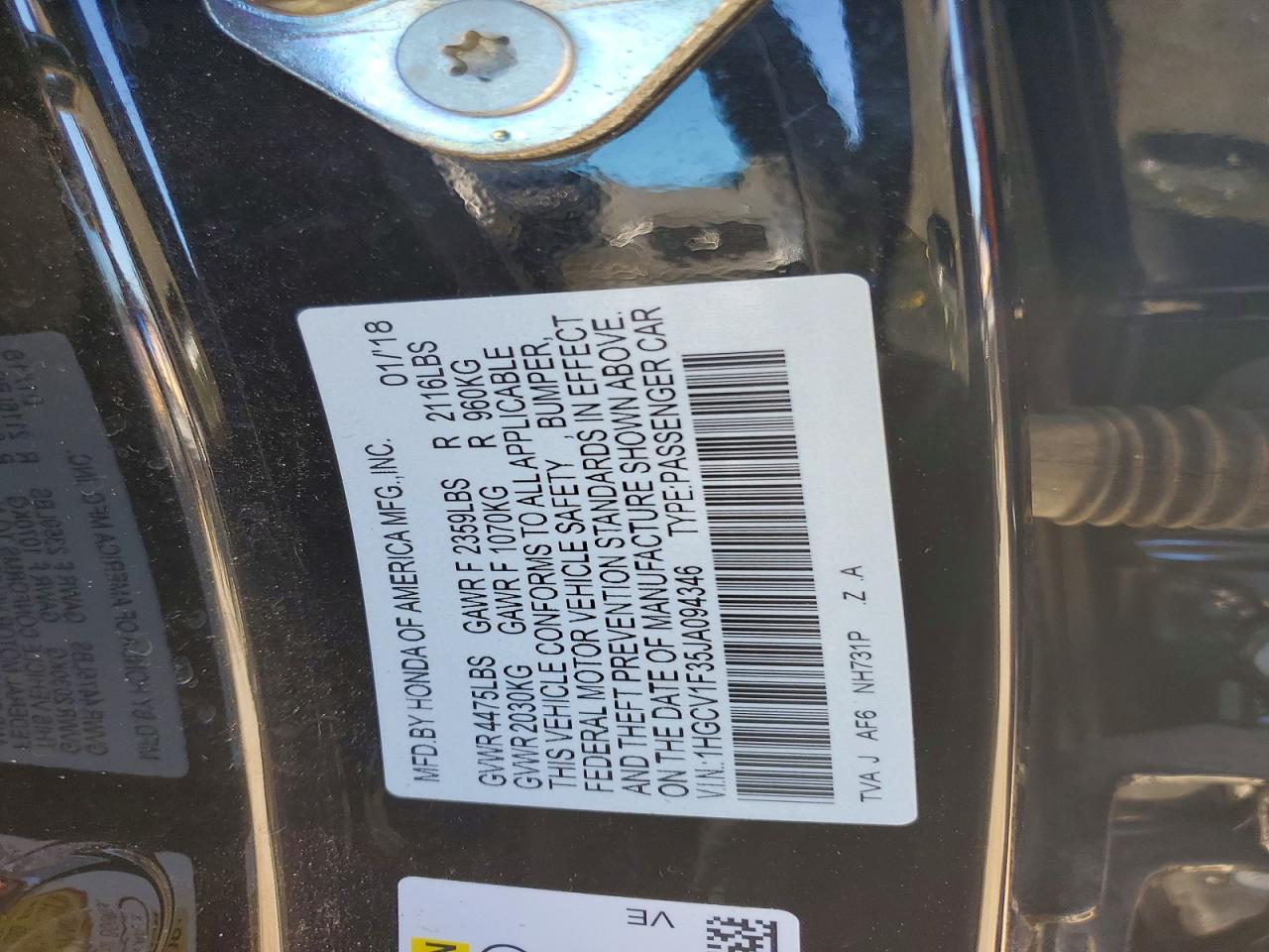 2018 HONDA ACCORD SPORT photo 23