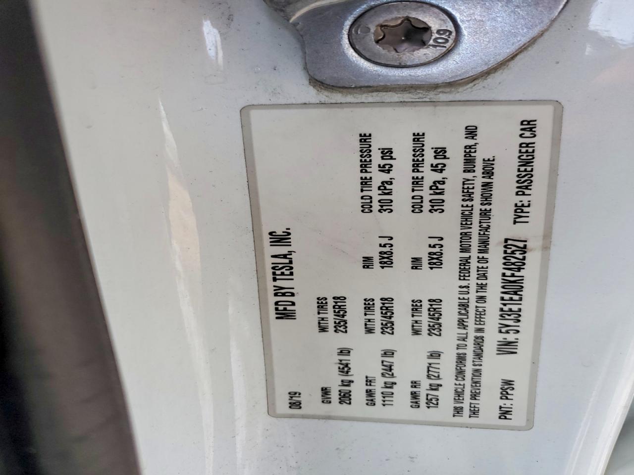 2019 TESLA MODEL 3 photo 13