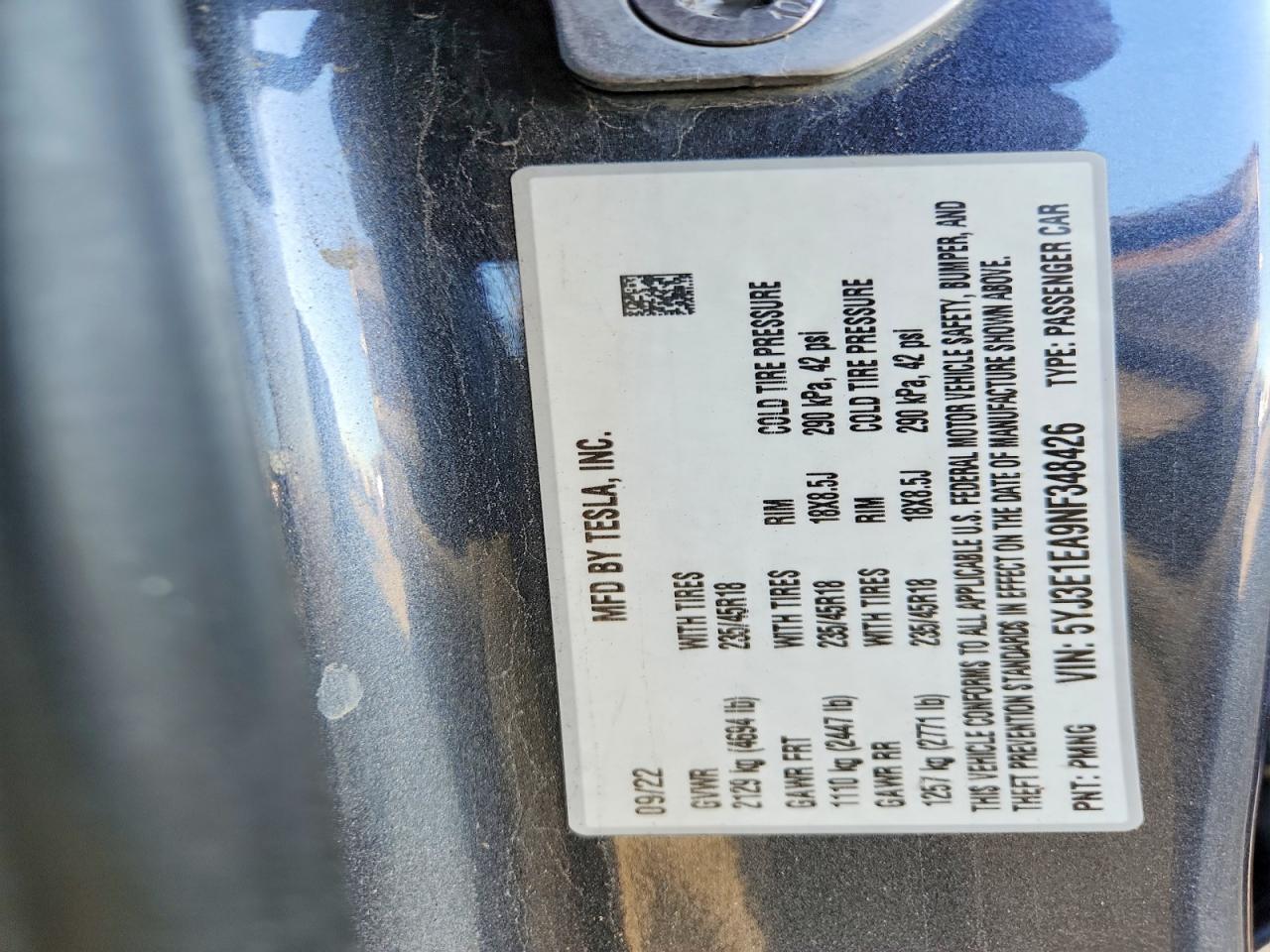 2022 TESLA MODEL 3 photo 12