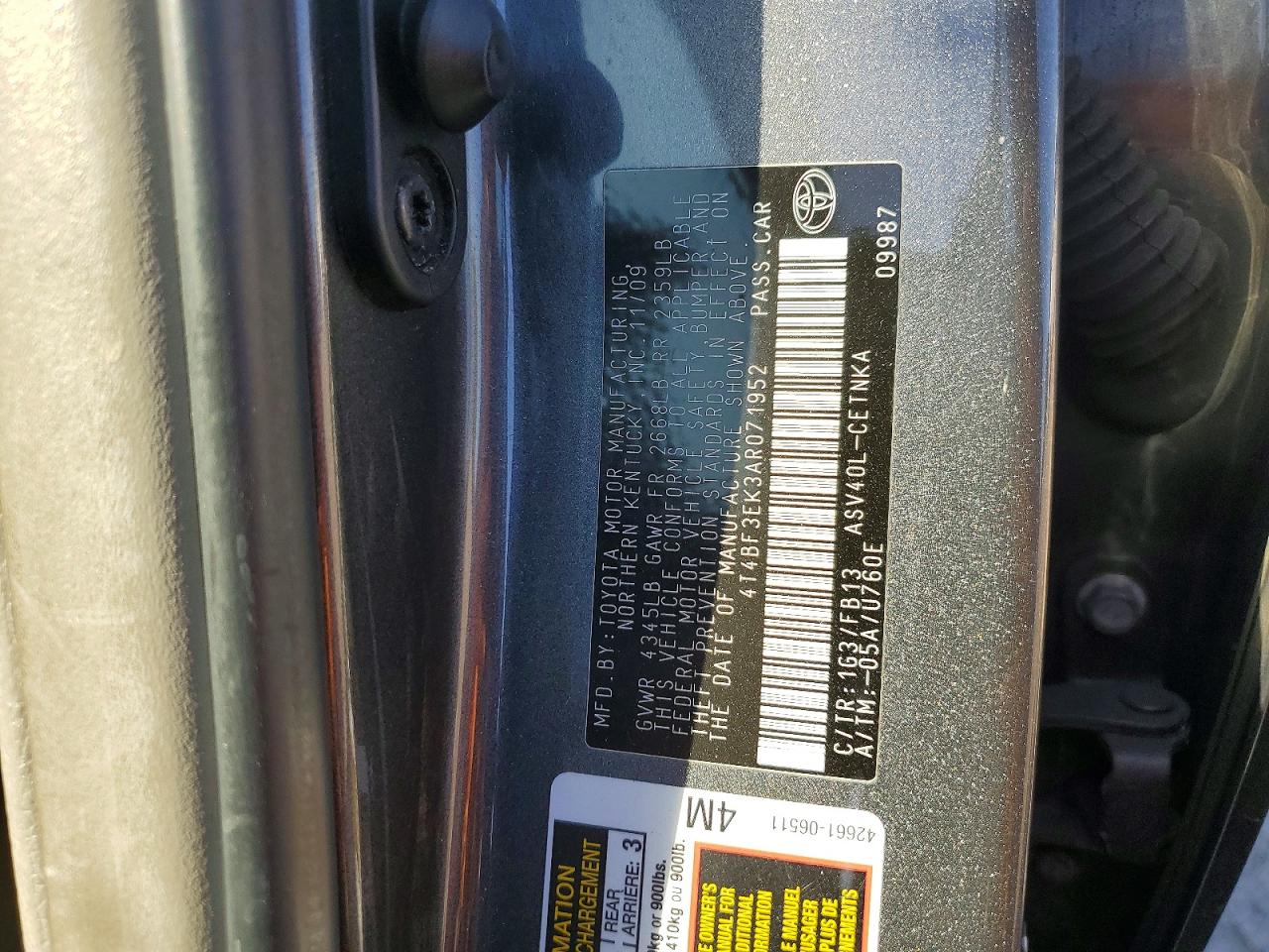 2010 TOYOTA CAMRY BASE photo 25