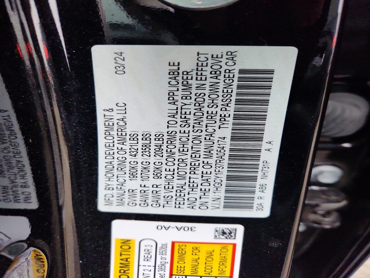 2024 HONDA ACCORD EX photo 23