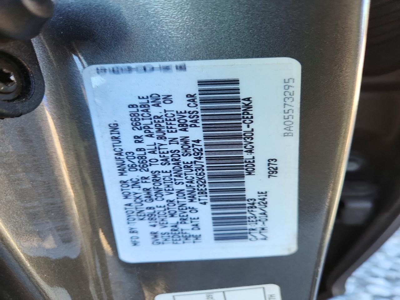 2003 TOYOTA CAMRY LE photo 34