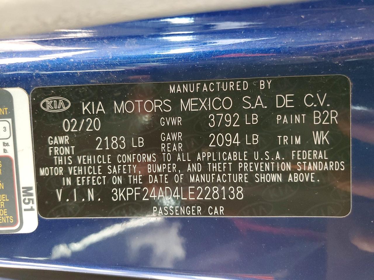2020 KIA FORTE FE photo 12