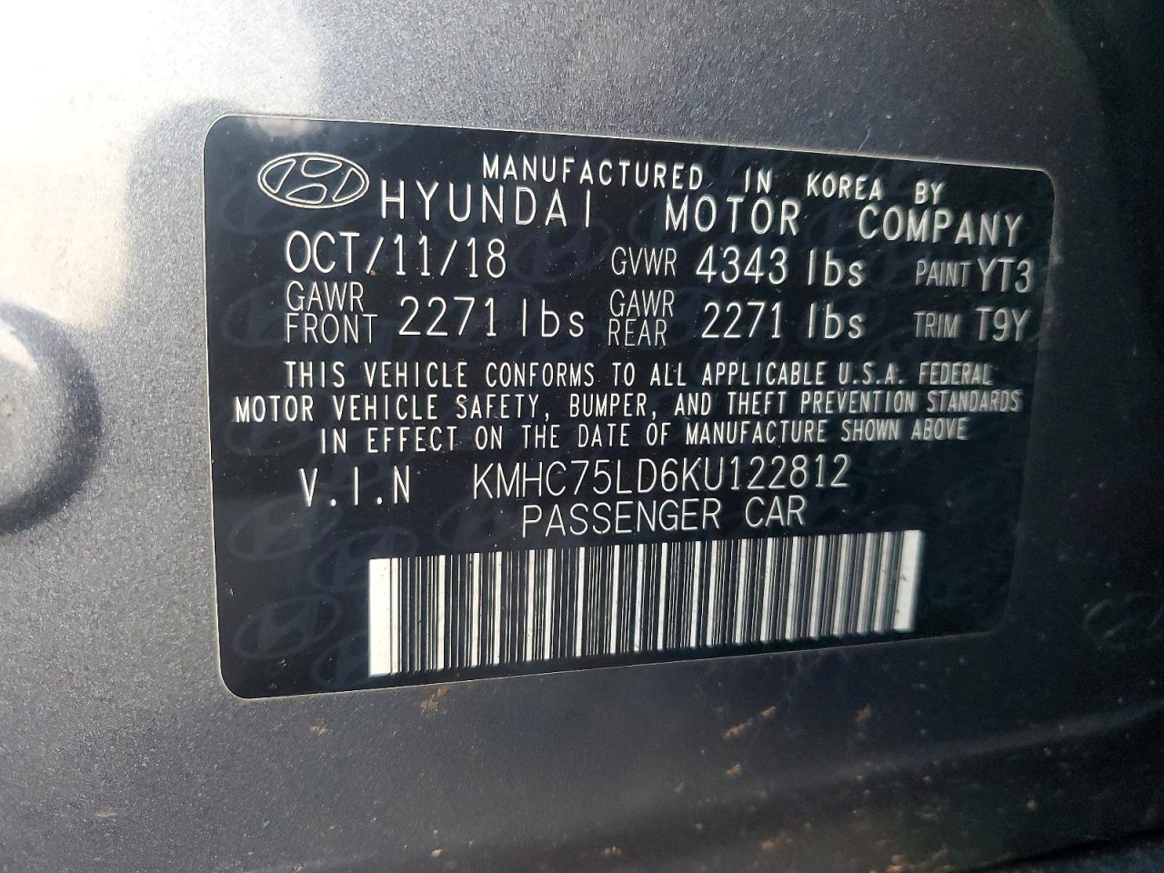 2019 HYUNDAI IONIQ photo 12