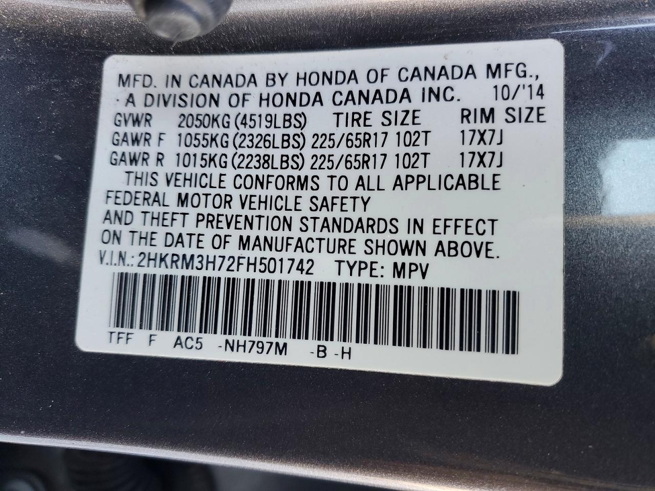 2015 HONDA CR-V EXL photo 13
