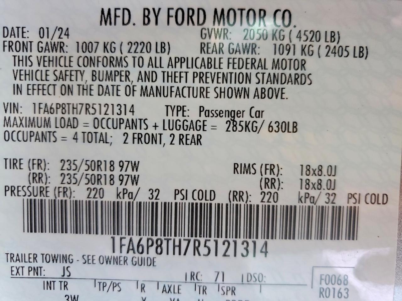 2024 FORD MUSTANG photo 12